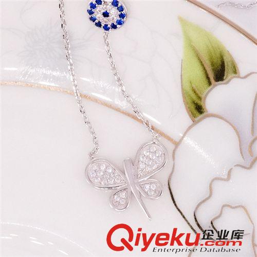 高端定制 2015新款精品飾品套鏈 925純銀蝴蝶 韓版時(shí)尚蝴蝶套鏈墜子