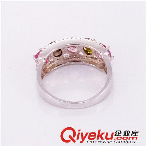 合成寶石 儷妃珠寶 廠家直銷新款并排tr碧璽戒指 純銀gd戒指批發原始圖片2