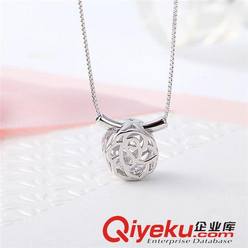 款式類別 925銀 韓版玖瑰花項(xiàng)鏈 皓石韓國風(fēng)時(shí)尚手工材料銀飾批發(fā)