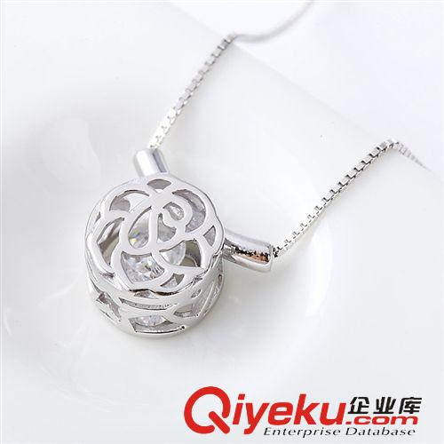 款式類別 925銀 韓版玖瑰花項(xiàng)鏈 皓石韓國風(fēng)時(shí)尚手工材料銀飾批發(fā)