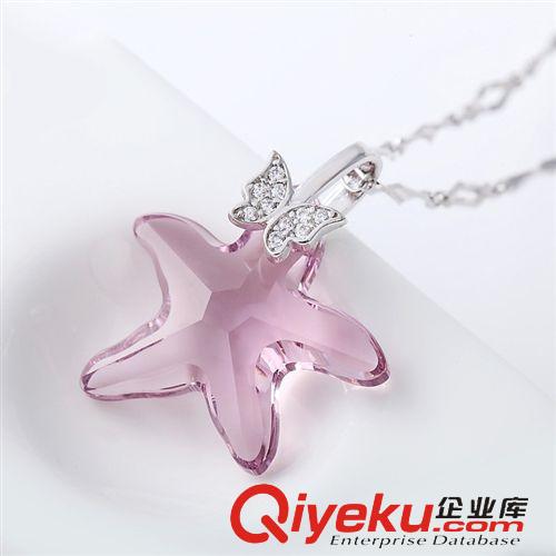 款式類別 tr水晶紫海星項(xiàng)墜 時(shí)尚流行925銀蝴蝶鑲鉆吊墜 批發(fā)