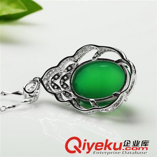 款式類別 項(xiàng)墜批發(fā)加工廠家tr玉髓鑲嵌925純銀銀鑲鋯石 女款原始圖片3