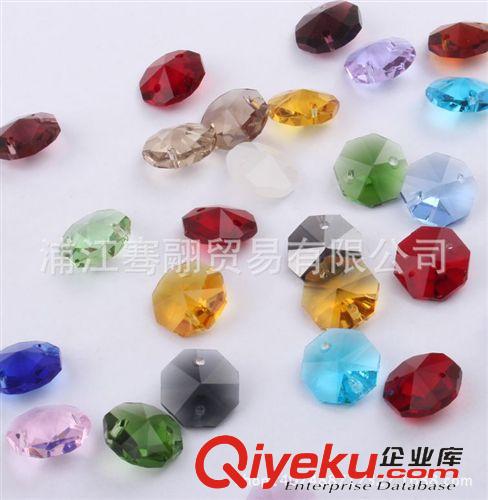 水晶散珠（燈飾、珠簾） 14MM彩色八角珠廠家直銷 珠簾DIY配件 燈飾配件