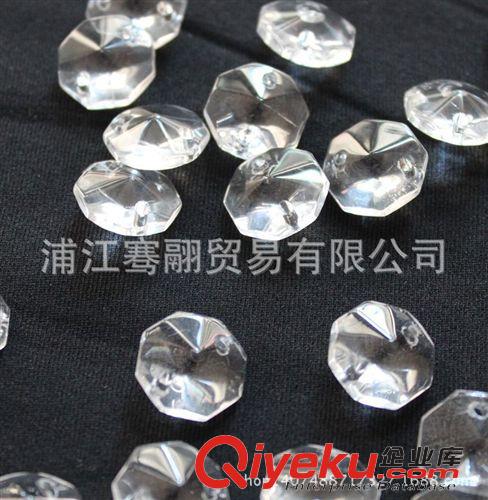 水晶散珠（燈飾、珠簾） 14MM打沙八角珠 燈飾八角珠廠家直銷 珠簾DIY配件珠簾散珠批發原始圖片2