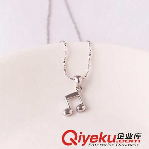 項鏈/吊墜/套鏈/配鏈 925純銀 銀唯美音符項鏈 新款韓版韓國飾品批發混批時尚項飾批發原始圖片2