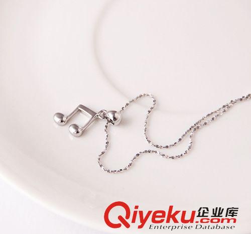 項鏈/吊墜/套鏈/配鏈 925純銀 銀唯美音符項鏈 新款韓版韓國飾品批發混批時尚項飾批發原始圖片3