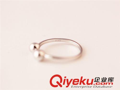 戒指 新款廠家直銷925純銀個性圓珠可愛簡約時尚風開口戒指 可調節批發原始圖片2