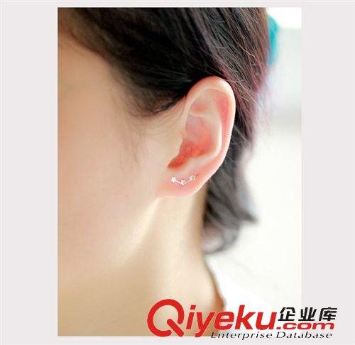 耳釘/耳環/耳線 925純銀耳釘女 韓國個性甜美款星星聯排耳釘 新款特價促銷原始圖片3