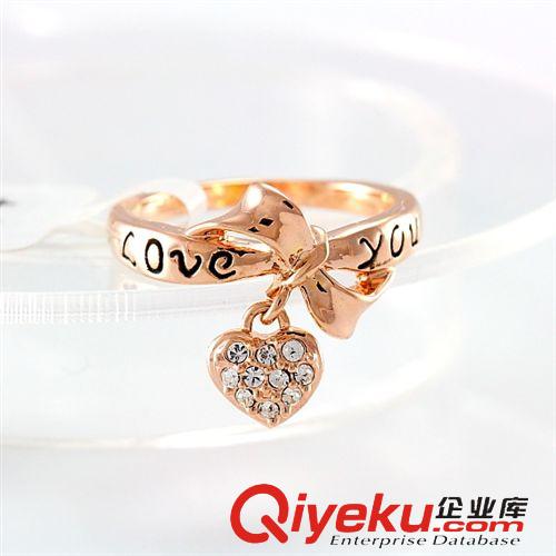 麗晶戒指 優(yōu)雅字母LOVE YOU蝴蝶結(jié)愛心戒指飾品鑲鉆可愛氣質(zhì)指環(huán)女R252