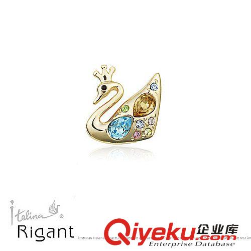 麗晶胸釘 胸扣 Rigant麗晶zp韓國gd飾品 奧地利水晶天鵝 胸針胸釘領(lǐng)扣 Z085