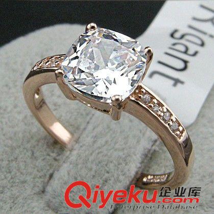 材质分类 Rigant丽晶zp韩国gd饰品 水晶方钻锆石四爪结婚戒指时尚R260