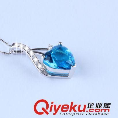 熱銷產品 廠家直銷 純銀925批發 新款心形皓石吊墜 海洋之心項鏈 淘寶熱賣原始圖片3