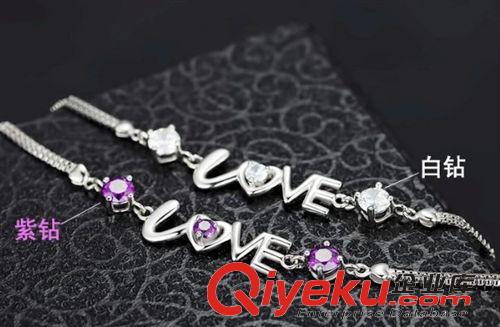 1月新品 浪漫愛意 zp925純銀手鏈 love雙鉆心連心手鏈 淘寶爆款原始圖片2