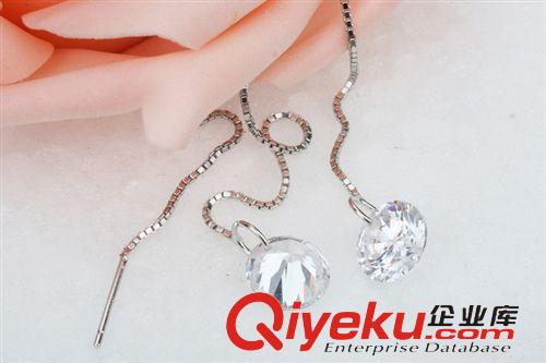 純銀專區(qū) 雅麗華韓國(guó)銀飾品 女式長(zhǎng)款吊3A鋯鉆 925純銀耳環(huán) 超長(zhǎng)耳線 耳釘