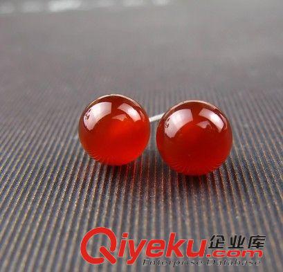 耳釘 雅麗華tr紅瑪瑙耳釘女純銀耳釘925純銀耳飾品耳釘韓版圓球耳釘原始圖片2
