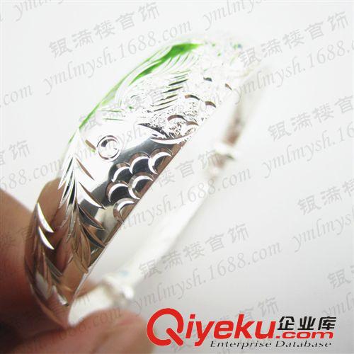 純銀飾品正品（假一賠十） 女士手鐲 990純銀鐲子 寬鴛鴦銀手環(huán) 足銀銀飾品 送禮禮品原始圖片2