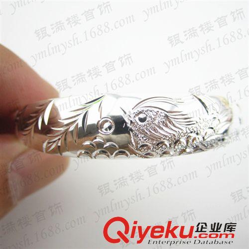 純銀飾品正品（假一賠十） 女士手鐲 990純銀鐲子 寬鴛鴦銀手環(huán) 足銀銀飾品 送禮禮品原始圖片3