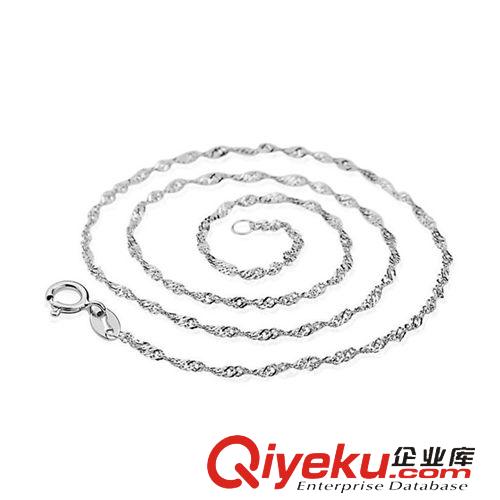 鍍白金（仿925銀飾品） 鍍白金項(xiàng)鏈鍍S925銀水波鏈女士項(xiàng)墜配鏈 時(shí)尚百搭白銅鎖骨鏈