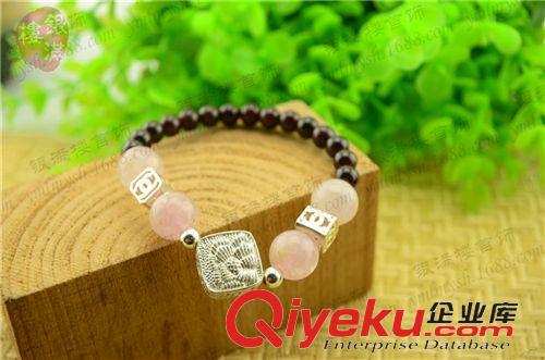 天然水晶寶石專區(qū) 民族風 粉晶雙C手鏈 泰銀飾品 天然粉晶石榴石 DIY定制 來樣加工原始圖片3