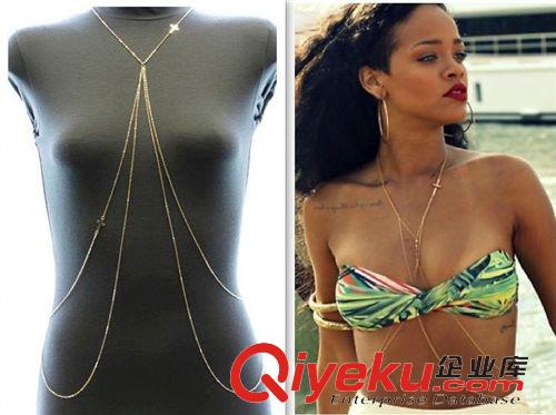 身體鏈 Rihanna 明星同款 bjn身體鏈 雙十字身體鏈條 BodyChain原始圖片2