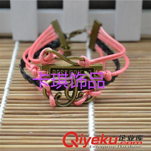 歐美復(fù)古編織手鏈 新款 雙心愛心love手工混色多層 新款歐美時(shí)尚 DIY復(fù)古 編織手鏈原始圖片3