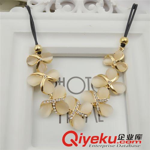 夸張寶石項(xiàng)鏈 韓國飾品韓版歐美夸張幾何橢圓合金項(xiàng)鏈貓眼石短款女士鎖骨鏈