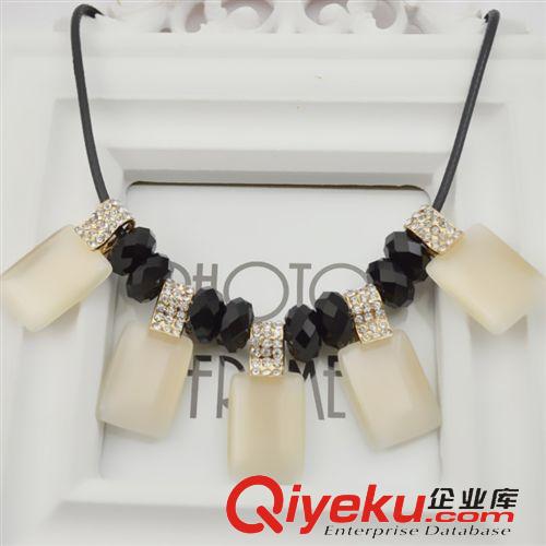夸張寶石項(xiàng)鏈 歐美夸張復(fù)古貓眼石多層帶鉆頸鏈鎖骨連 女款項(xiàng)鏈