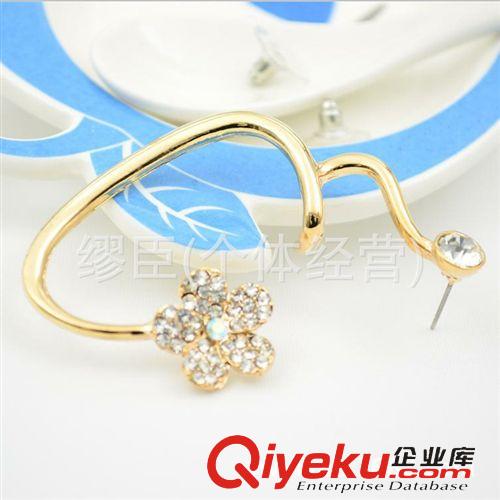 gd精品耳夾 902韓國耳釘批發(fā) 時(shí)尚幸福梅花耳釘耳掛 復(fù)古首飾鍍真金耳飾直銷原始圖片2