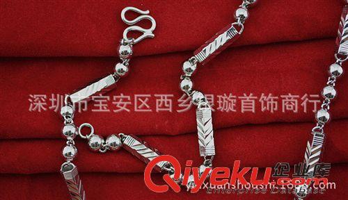 項鏈 男裝項鏈 八角銅純銀項鏈 工廠批發 韓版新款 925鍍白金