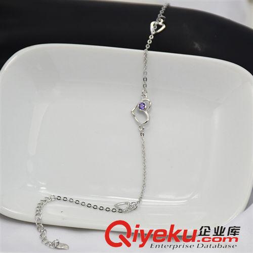 925銀手鏈 S925純銀手鏈女士韓版時尚 飾品批發 微鑲紫色鋯石 淘寶熱賣新款