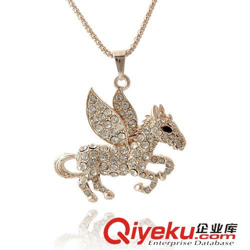 時(shí)尚 項(xiàng)鏈 韓國(guó)飾品 飛馬 可愛立體 鑲鉆馬長(zhǎng)款項(xiàng)鏈毛衣鏈一件代發(fā) 淘寶貨源