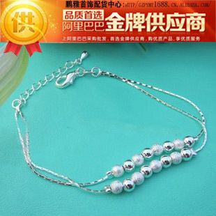 銅鍍銀系列 韓國飾品 鍍925純銀手鏈 磨砂轉(zhuǎn)運珠手飾 女 廠家直銷 批發(fā)首飾