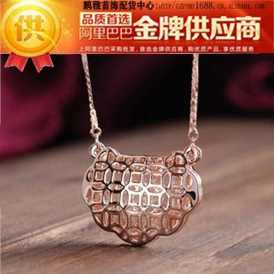 铜镀玫瑰金系列 韩国饰品 镀18k玫瑰金 吉祥招财锁 项链锁骨链 短款 含链 批发