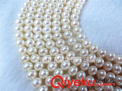 圓珠項(xiàng)鏈 批發(fā)供應(yīng) 天然淡水珍珠7-8（饅頭胖）圓強(qiáng)光無(wú)瑕珍珠項(xiàng)鏈半成品原始圖片2