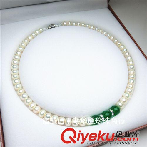 扁珠項(xiàng)鏈 tr淡水珍珠產(chǎn)地直銷 真品8-9珍珠項(xiàng)鏈瑪瑙首飾飾品批發(fā)加盟