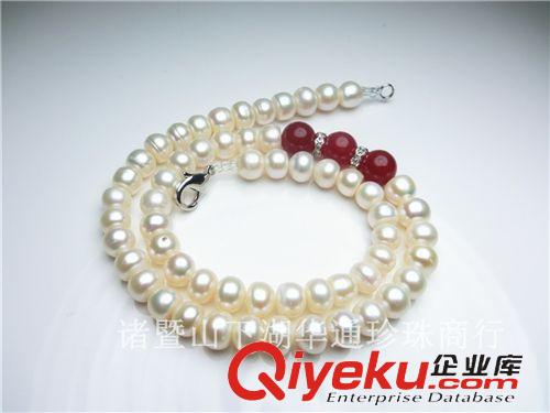 扁珠項(xiàng)鏈 tr淡水珍珠產(chǎn)地直銷 真品8-9珍珠項(xiàng)鏈瑪瑙首飾飾品批發(fā)加盟