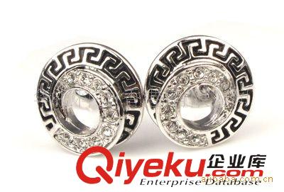耳釘 JLOVE 經(jīng)典紀(jì)梵*希 圓形半鉆耳釘耳環(huán) 外貿(mào)原單飾品 一件代發(fā)