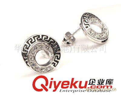 耳釘 JLOVE 經(jīng)典紀(jì)梵*希 圓形半鉆耳釘耳環(huán) 外貿(mào)原單飾品 一件代發(fā)