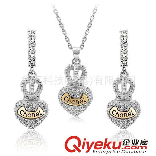 套裝 JLOVE金銀兩色 滿鉆hg心形兩件套飾品 情人節(jié)禮物 一件代發(fā)