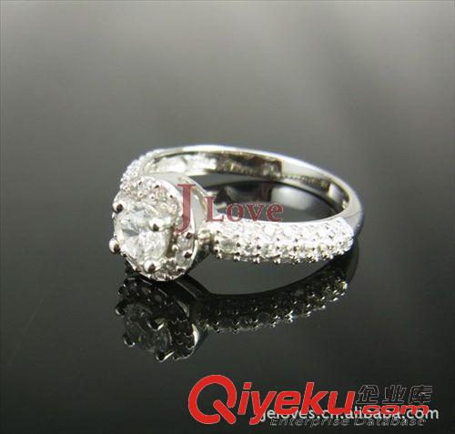 925純銀 JLOVE 新款 925銀圓形水晶鉆戒仿真 飾品混批原始圖片3