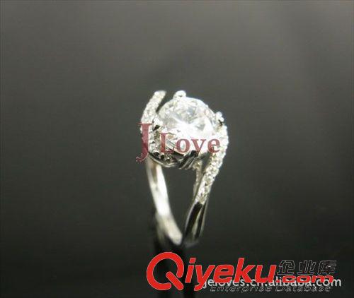 925純銀 JLOVE 新款 925銀圓形水晶鉆戒仿真 飾品混批