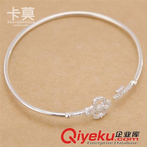 925成品 S925純銀微鑲鋯石鉆電鍍白金D家蒂凡*鑰匙手環(huán)手鐲 工廠批發(fā)