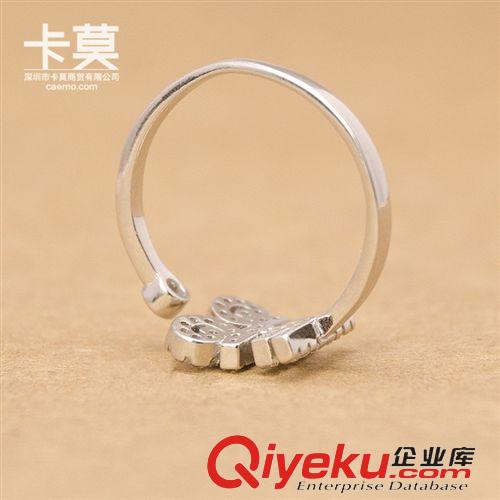 925成品 S925純銀微鑲鋯石鉆羊年羊字開(kāi)口戒指可調(diào)節(jié)尺寸工廠批發(fā)