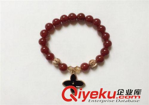 （二區(qū)）飾品 民族手工飾品 tr水晶 紅瑪瑙手串四葉草手鏈女款 一件代銷S002