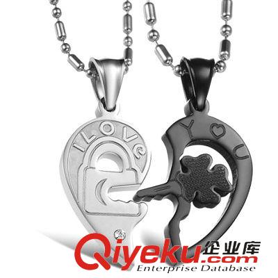 外貿(mào)推薦 韓版時尚 長方形情侶對鏈 男女心形拼圖鈦鋼條形項(xiàng)鏈 廠家批發(fā)797