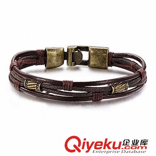 外貿(mào)推薦 潮流時尚創(chuàng)意手工 多層復(fù)古可調(diào)節(jié)男士真皮手鏈網(wǎng)店代銷數(shù)據(jù)包955原始圖片2
