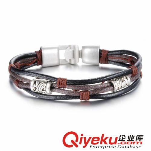 外貿(mào)推薦 潮流時尚創(chuàng)意手工 多層復(fù)古可調(diào)節(jié)男士真皮手鏈網(wǎng)店代銷數(shù)據(jù)包955原始圖片3