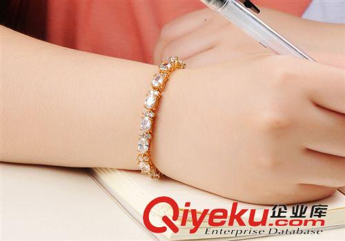 新款發(fā)布 歐美首飾品 2014{zx1}款 鍍18k金 鑲鉆 女生皓石手鏈 精美禮物519原始圖片2