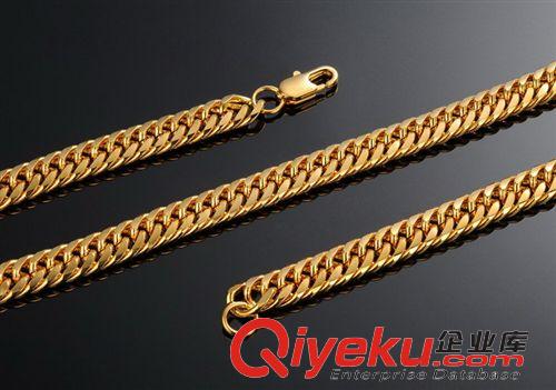 新款發(fā)布 廠家供應(yīng) 仿黃金項飾 銅鍍18k金 扁平男士霸氣粗款項鏈 不掉色727原始圖片3