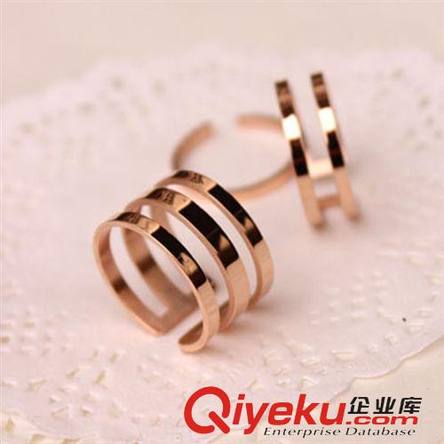 明星同款 韓劇 主君的太陽同款 玫瑰金色 單雙 3層戒指 女生個(gè)性飾品ksq522原始圖片2